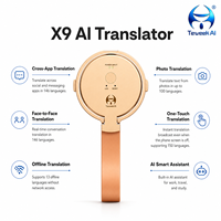Penerjemah Saku X9 150+ Bahasa, Daya Tahan Baterai 20-30 Hari, Baterai 75mAh, Perangkat Bluetooth 5.3 untuk Perjalanan Internasional