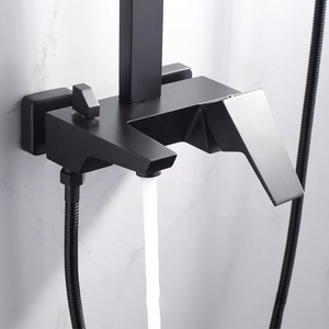 Pommeau de <span class=keywords><strong>douche</strong></span> mural noir mat, ensemble de <span class=keywords><strong>douche</strong></span> mitigeur de luxe italien, à pression, noir mat - Product Image 3
