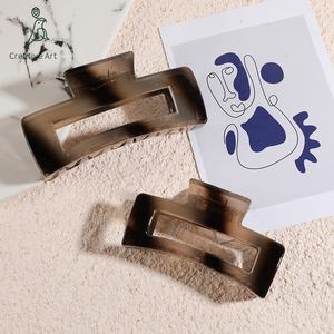 Amber Recta ngular Resin Haars pange Klaue für Frauen Mädchen Checker Matte Butterfly Haar klauen Acetat Klaue Clip für dickes Haar - Product Image 5