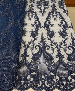 Allover cao cấp nặng tay thêu thiết kế đính cườm sequin thêu vải tuyn vải Dresses cho cô gái 100% Polyester - Product Image 5