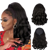 Queue de cheval synthétique bouclée afro Yaki en fibres synthétiques de haute qualité, extension de cheveux à cordon pour femmes noires, vente en gros