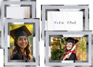 Cadre photo en verre de 6 pouces Cadre photo en poudre à paillettes simple Cadre photo en verre à paillettes. - Product Image 3