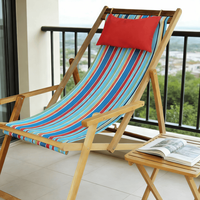 Fauteuil innovant à dossier réglable en pin de Nouvelle-Zélande avec têtière en tissu Oxford rayé pour l'extérieur, la maison, le jardin et la détente