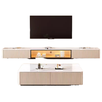 Meuble TV et armoire en bois moderne haut de gamme italien avec rangement et table basse pour petits appartements – Ensemble de meubles de salon