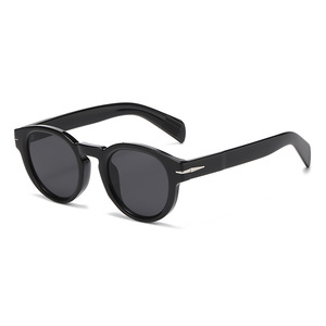 Jamie 5200 Plastic Frame Sunglasses Black Round UV400 Unisex Sun Protection Fashion Travel - Product Image 1