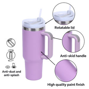 Gobelets de voyage isothermes en acier inoxydable à double paroi de 40 oz avec logo personnalisé, paille et couvercle, portables, vente en gros - Product Image 3