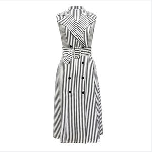 Vestibilità A righe senza maniche <span class=keywords><strong>camicia</strong></span> A linea lungo Blazer donna Maxi abito da donna - Product Image 2