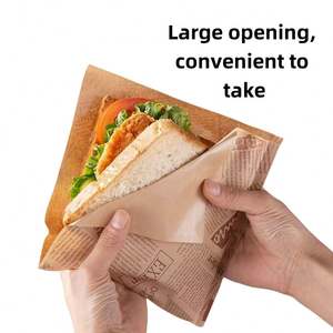 Sacs à emporter personnalisés pour restaurants, y compris des sacs pour beignets, biscuits, croissants, hamburgers et des sacs en papier anti-graisse à une face - Product Image 4