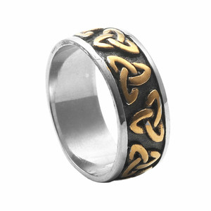 Men's Titanium Steel Viking <b>Ring</b> With Gold Accents Geometric Pattern Retro Style Fashion Jewelry Gift - Product Image 1