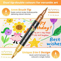Ensemble de stylos marqueurs à paillettes à double embout imperméables Giorgione 12 couleurs, en plastique, à base d'eau, pointe de pinceau douce pour une écriture fluide, pour enfants