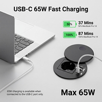 Runde Schreibtisch-Einbausteckdose EU Schuko USB-C USB-A Eingebaute Stromversorgung 80mm für Heim Büro Konferenztisch OEM