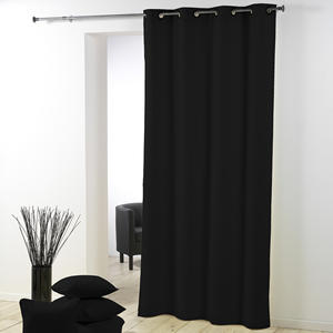 ESSENTIEL LINE - Cortina con Ojales en Poliéster Liso 140X280CM Negro - Product Image 1