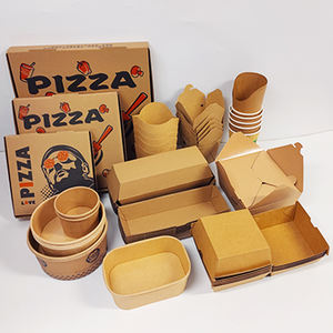 Logo personnalisé Aliments à emporter Conteneur en papier kraft à emporter Poulet frit Burger Frites Pizza Boîtes d'emballage en carton Plateau Seau Bolw - Product Image 1