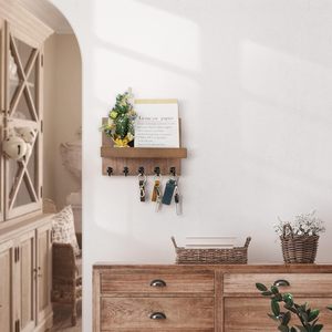 Rebee Vision-Llavero de pared decorativo rústico con estante, organizador de correo para sala de estar de granja, nuevo hogar - Product Image 4