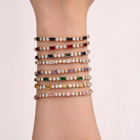 Bracelet géométrique multicolore en zircon, plaqué acier inoxydable, bijoux de luxe pour femmes, chaîne à la mode, vente en gros