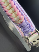 Collier pour chien en paracorde de luxe, fait main, tressé, avec breloque cœur, collier pour animal de compagnie en macramé, collier pour chien kawaii pastel
