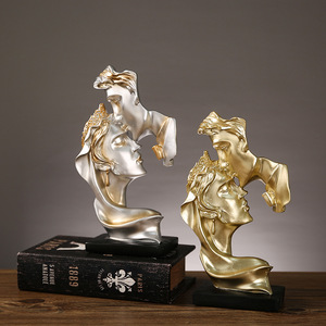 Mystic Arts Resin Couple Sculpture Gold Silver European Style Home Decor Figure 7128F - Product Image 1
