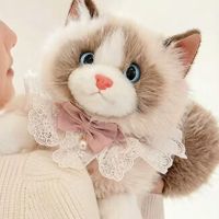 Adorable Peluche Chat Ragdoll en Polyester, Compagnon de Sommeil, Jouet en Peluche, Jouets pour Sac à Dos, Musique, Cadeau Saint-Valentin 31-50cm