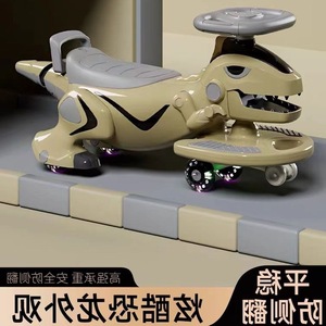 รถโยกหมุนได้สำหรับเด็กอายุ 1 ปีขึ้นไป ของเล่นขี่เล่นสำหรับพ่อแม่ลูก เด็กชาย เด็กหญิง ของขวัญวันเด็ก ลายไดโนเสาร์ <span class=keywords><strong>สี</strong></span><span class=keywords><strong>เบ</strong></span>จเทา - Product Image 2