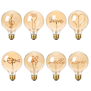 Ampoule LED vintage Edison à filament souple, forme de lettre Love Home, lampe décorative, filament incurvé, ampoule LED G125 E27 4W, globe - Product Image 5