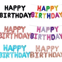 Ensemble de ballons en aluminium pour bannière joyeux anniversaire avec ficelle et paille Décoration de fête d'anniversaire Ensemble de ballons en aluminium joyeux anniversaire
