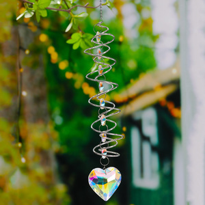 Boule de <span class=keywords><strong>regard</strong></span> 3D durable spirale d'échappement rotation stabilisateur coeur cristal attrape-soleil pendentif arc-en-ciel jardin ornement fait durable - Product Image 3