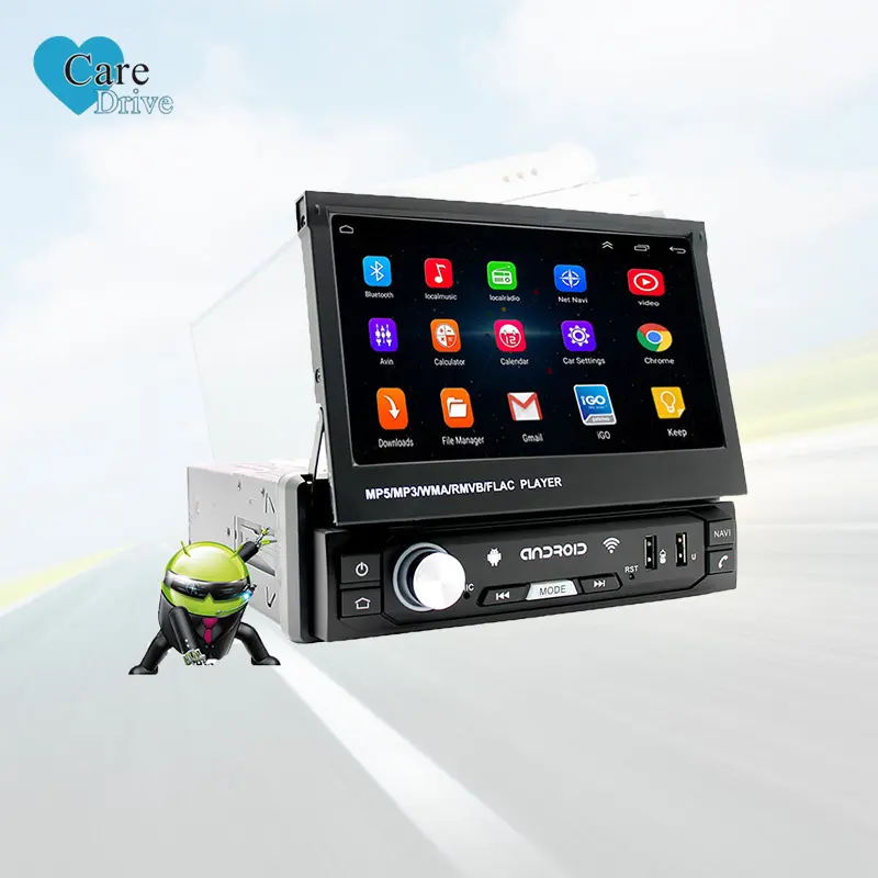 CareDrive Car Audio Radio Bt 1Din 7 "Hd Écran Tactile Rétractable Mp5 Sd Fm Usb 8 Ir Led Caméra de Recul Arrière