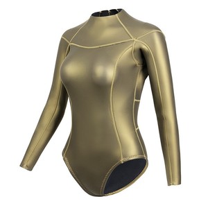 Maillot de bain en néoprène à manches longues pour femmes, ensemble deux pièces avec revêtement en titane, Super Sexy, 3mm - Product Image 1