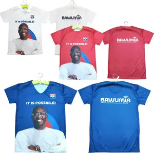 Ghana Electiong 100% polyester impression couleur t-shirts imprimés personnalisés pour hommes t-shirts pour hommes t-shirts vierges t-shirts en gros