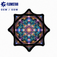 Dapo Star Flow Star Foulard carré en coton à impression réactive aux UV, motif étoile rotative, 26 pouces, pour festivals et raves, respectueux de l'environnement