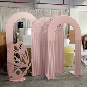 Decoración de Escenario para Banquete de Boda Personalizada SMOOTH, Arco Romántico Rosa, Fondo de PVC para Eventos - Product Image 1