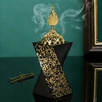 Brûleur d'encens en résine de style arabe vintage, fait main, écologique, en gros |   Décoration d'intérieur en filigrane noir et or