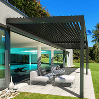 Système de couverture de pergola bioclimatique en aluminium avec côtés rétractables, toit à lamelles imperméable, cadre thermolaqué