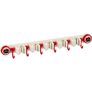 Sliding Suction Cup <b>Mop</b> Holder Wall Mounted With Hooks For Bathroom <b>Cleaning</b> Supplies Storage Rack Detachable PP Material - Product Image 5