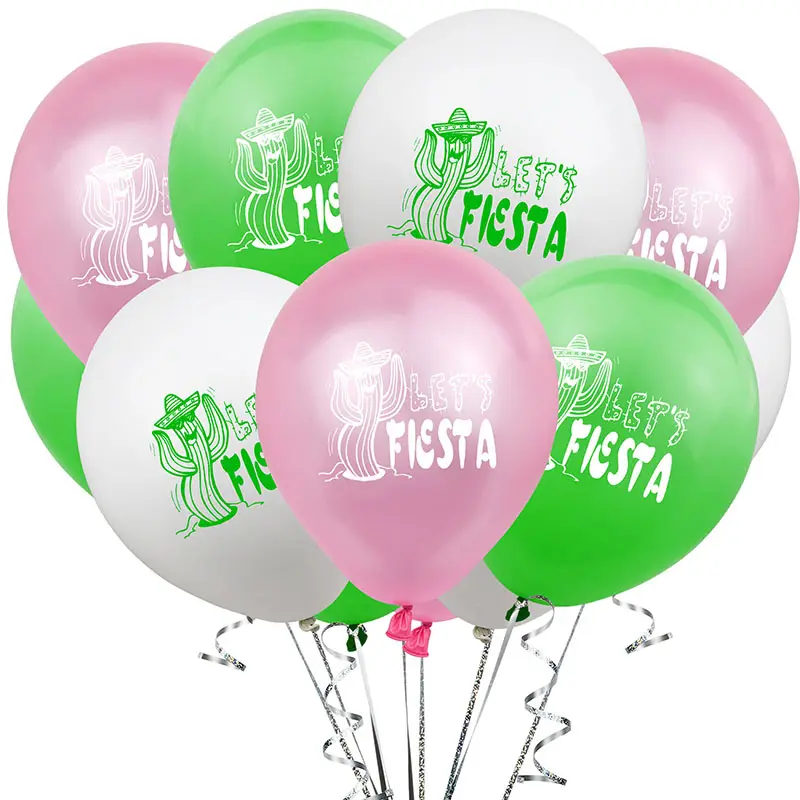 Globus-Großhandel kundenspezifische mexikanische Feiertagsballons Konfetti fiesta Kaktus Party-Dekoration Globo 10 Stück 12 Zoll bedruckte Latexballons