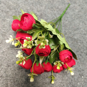 YOPIN-1503 Roses artificielles en soie, <span class=keywords><strong>mini</strong></span>-bouquets de fleurs de roses blanches, 33 cm, pour mariage, Halloween, Pâques, Nouvel An chinois - Product Image 3