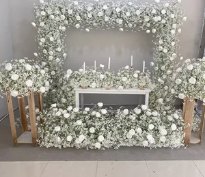 Birthday Theme Party Wedding Hall Decorations Baby Breath Flower Artificial Rose Centerpiece Runner Ball Anniversaire Decoration