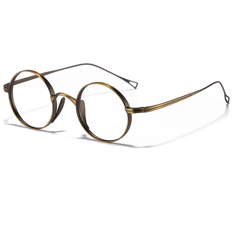 Kacamata Titanium Vintage pria, bingkai optik bulat, sesuai resep kacamata wanita merek mewah 2023
