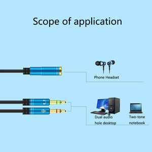 3,5mm Jack Mikrofon Kopfhörer Splitter Audio Kabel AUX Verlängerung 2 Männlichen Zu 1 Weibliche Kabel Für Computer Notebook MP3 - Product Image 4