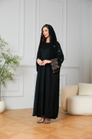 Abaya noire avec broderies colorées et strass, robe longue musulmane modeste, vêtements islamiques de style Dubaï avec hijab