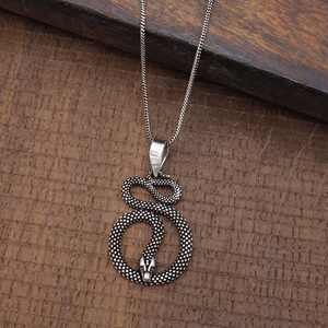 Collar con colgante de Animal Chapado en plata de ley 925 de serpiente de diseñador exclusivo, joyería fina Unisex con cadena de cuerda gótica - Product Image 5