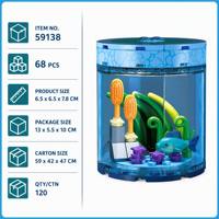 Set de Construcción de Acuario de Delfines Personalizado con Algas y Plantas Naranjas, Juguete Infantil Inspirado en la Vida Marina para Aprender y Exhibir