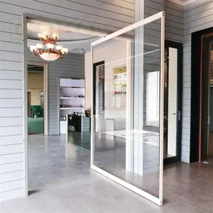 Glazed Gray Glass Swing Pivot Door For Bedroom Door Zinc Alloy Adjustable Walking Beam Pivot