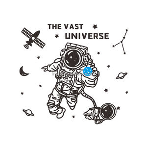 สติ๊กเกอร์ติดผนังอะคริลิค ลายการ์ตูนนักบินอวกาศ ยานอวกาศ ดาวเคราะห์ สำหรับตกแต่งบ้าน ห้องนั่งเล่น ห้องนอน ฉากหลังโซฟา ตกแต่งผนัง - Product Image 1