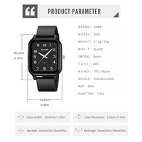 Nouvelle Arrivée SKMEI 2616 Montre à Quartz de Luxe Design Carré Simple Boîtier ABS Fermoir Carré en Acier Inoxydable Résistance à l'Eau 5 ATM