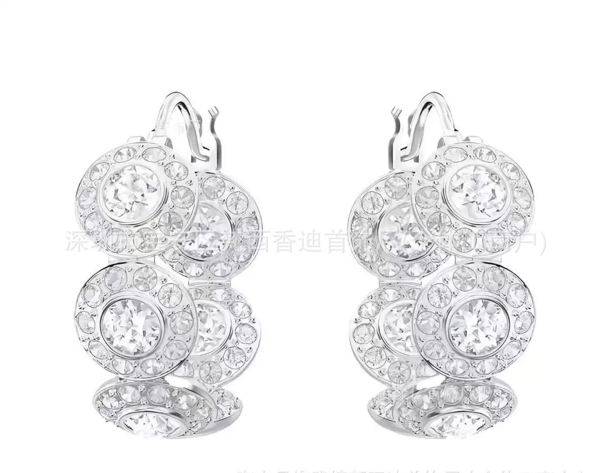 White crystal roman platinum earrings