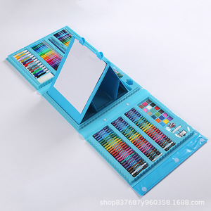 Ensemble de 208 pinceaux en PVC, cadeau pour enfants, ensemble de dessin artistique, crayons de couleur, crayons <span class=keywords><strong>aquarelle</strong></span>, bloc-notes inclus, papeterie - Product Image 3