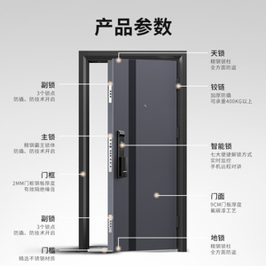 Porte d'entrée en acier minimaliste QiFan QF-263, anti-effraction, sécurité, intérieur, porte d'entrée principale, fournisseur d'assurance commerciale mondiale - Product Image 5