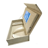 Boîte photo USB en lin personnalisée, boîte vidéo avec écran LCD