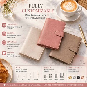 Hongbo Best Seller A5 Photocard Binder Wallets 6 Anillo de oro Pebble Grain Leather Presupuesto Planificador Divisor Pestañas <span class=keywords><strong>Carpeta</strong></span>/Diseño de soporte - Product Image 4
